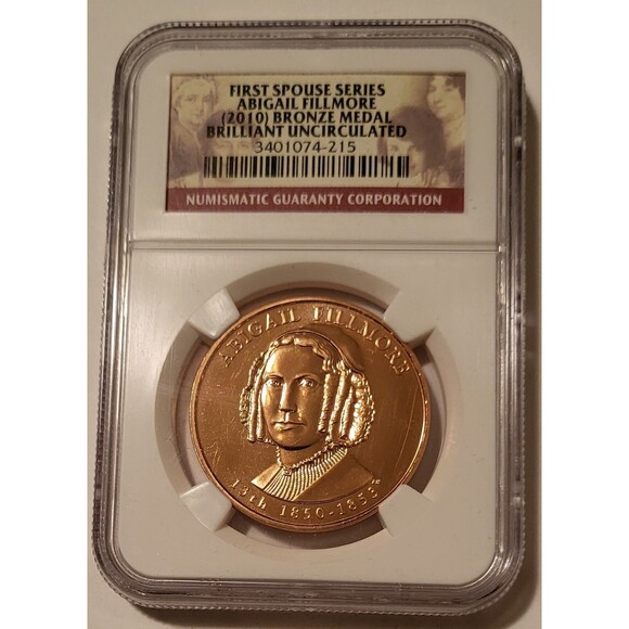 2010 Abigail Fillmore U.S. Mint First Spouse Bronze Medal BU NGC - Picture 1 of 2